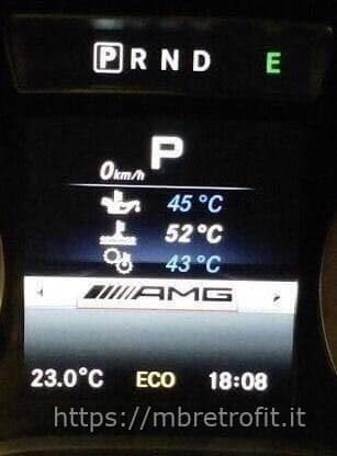 AMG menu shown on a Mercedes W247 cluster, example 9