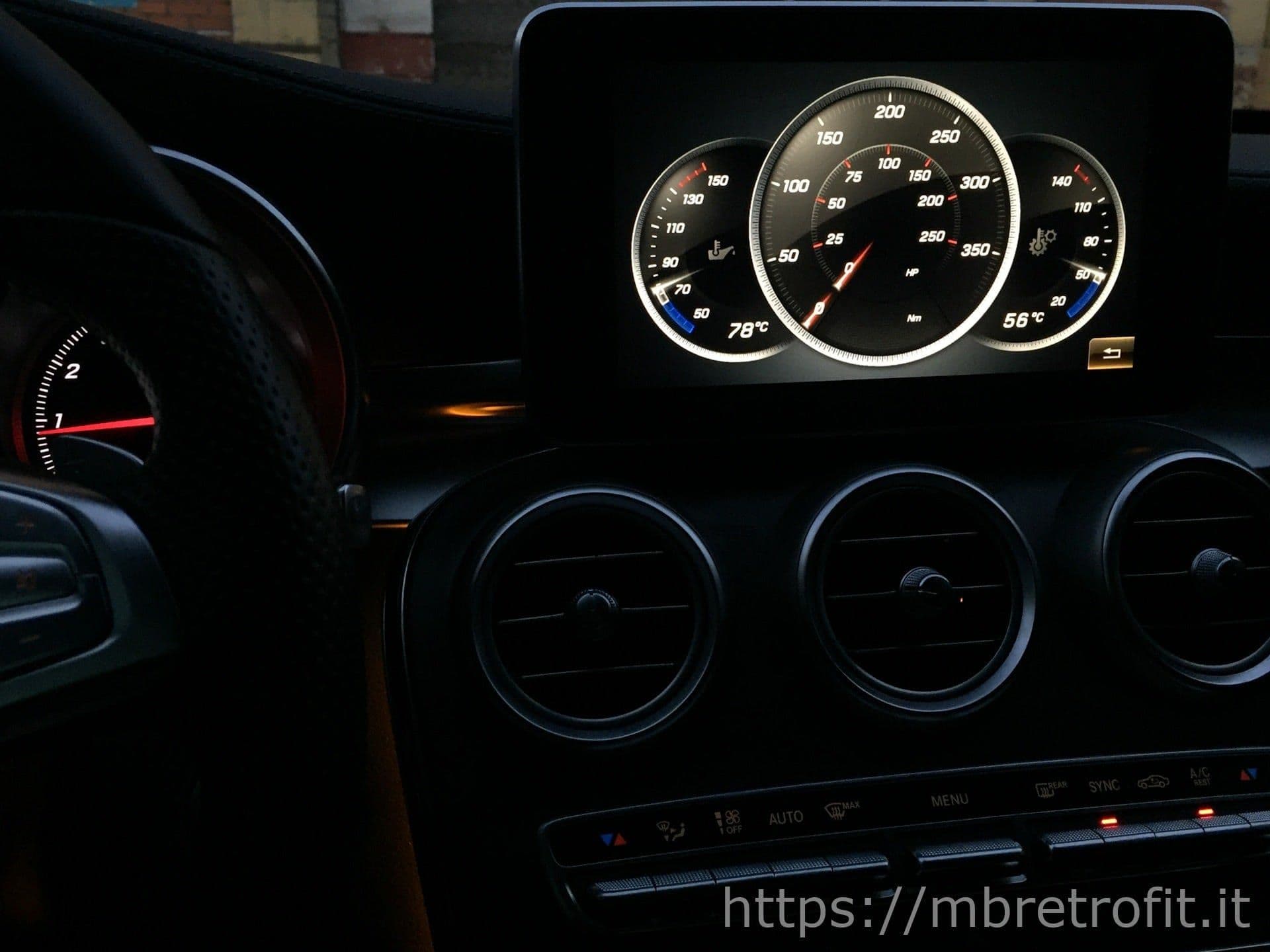 AMG menu shown on a Mercedes W212 cluster, example 11