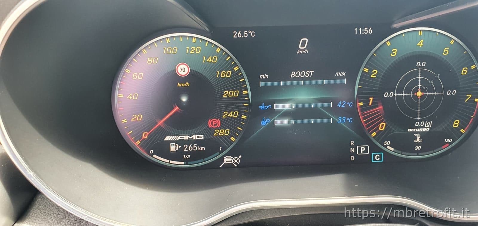 AMG menu shown on a Mercedes W204 cluster, example 12