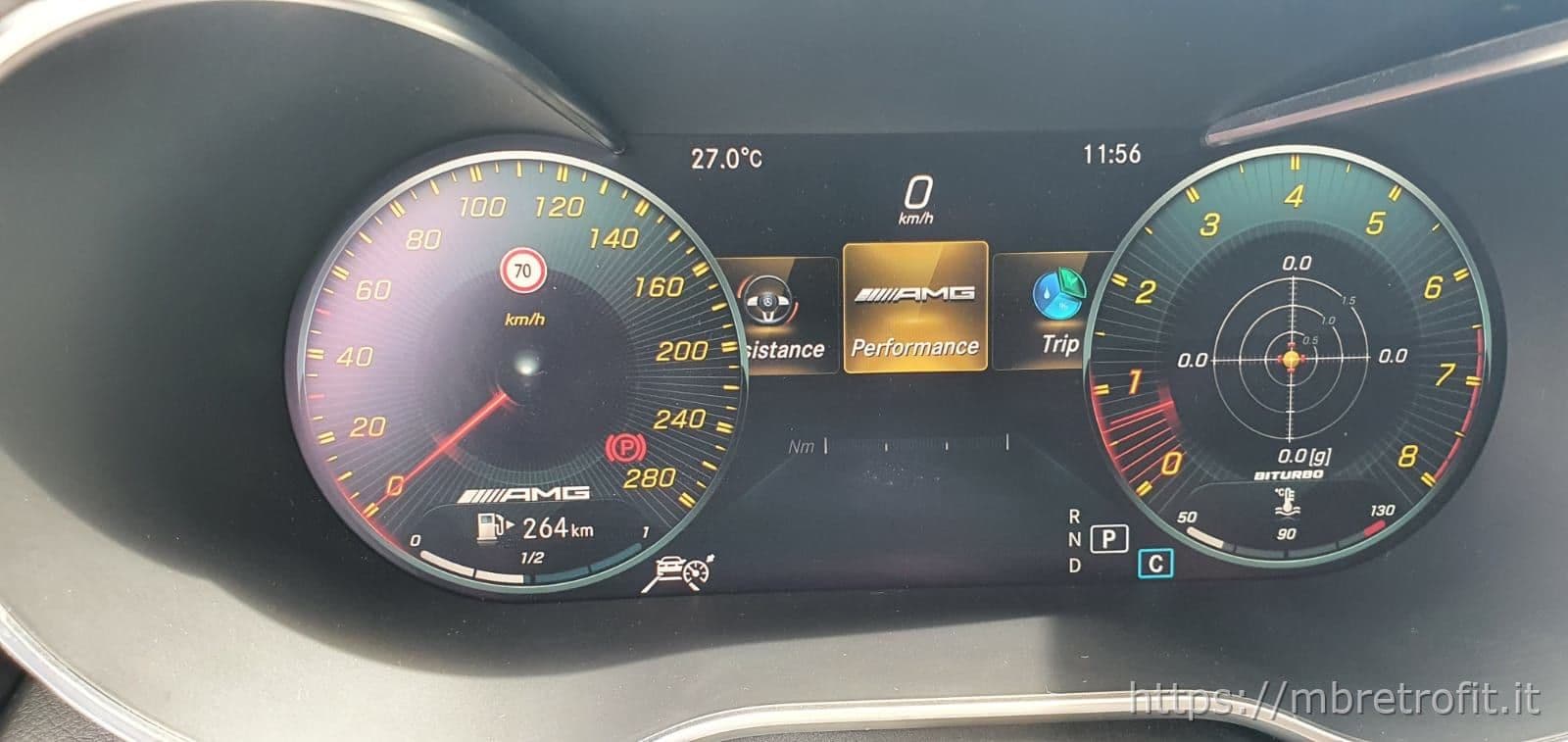 AMG menu shown on a Mercedes W172 cluster, example 13