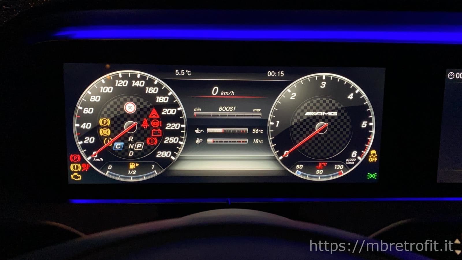 AMG menu shown on a Mercedes W205 cluster, example 19