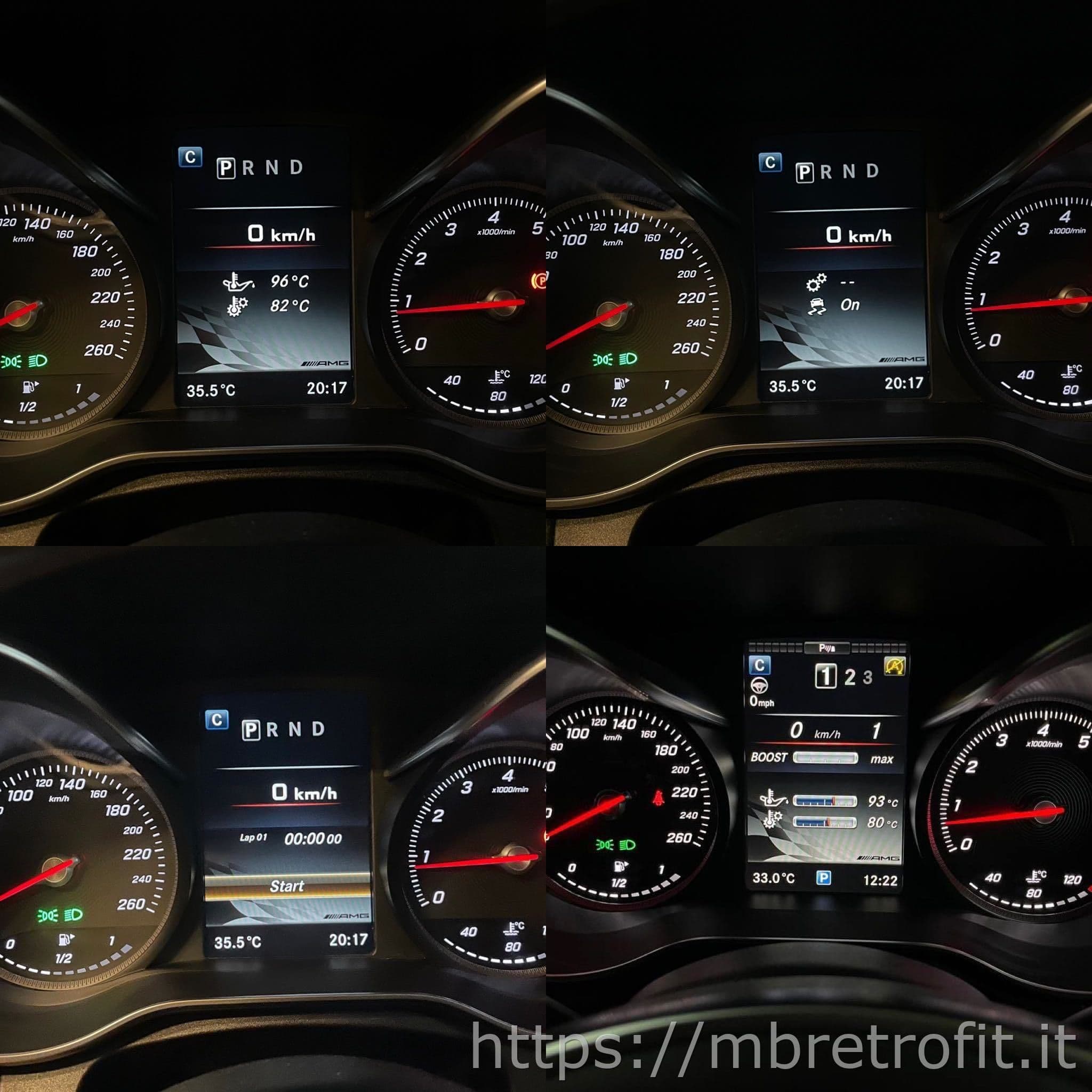 AMG menu shown on a Mercedes W213 cluster, example 21