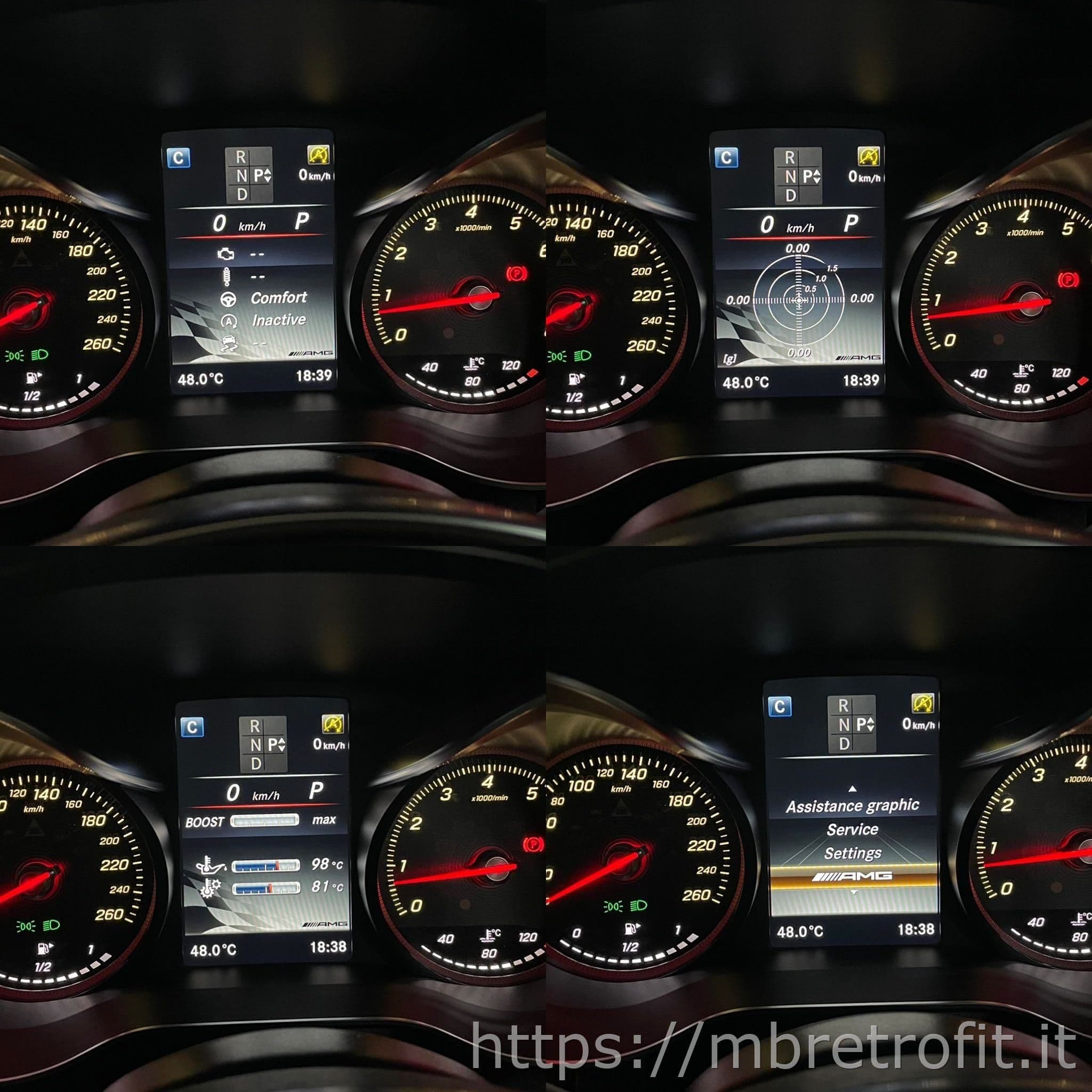 AMG menu shown on a Mercedes W238 cluster, example 22