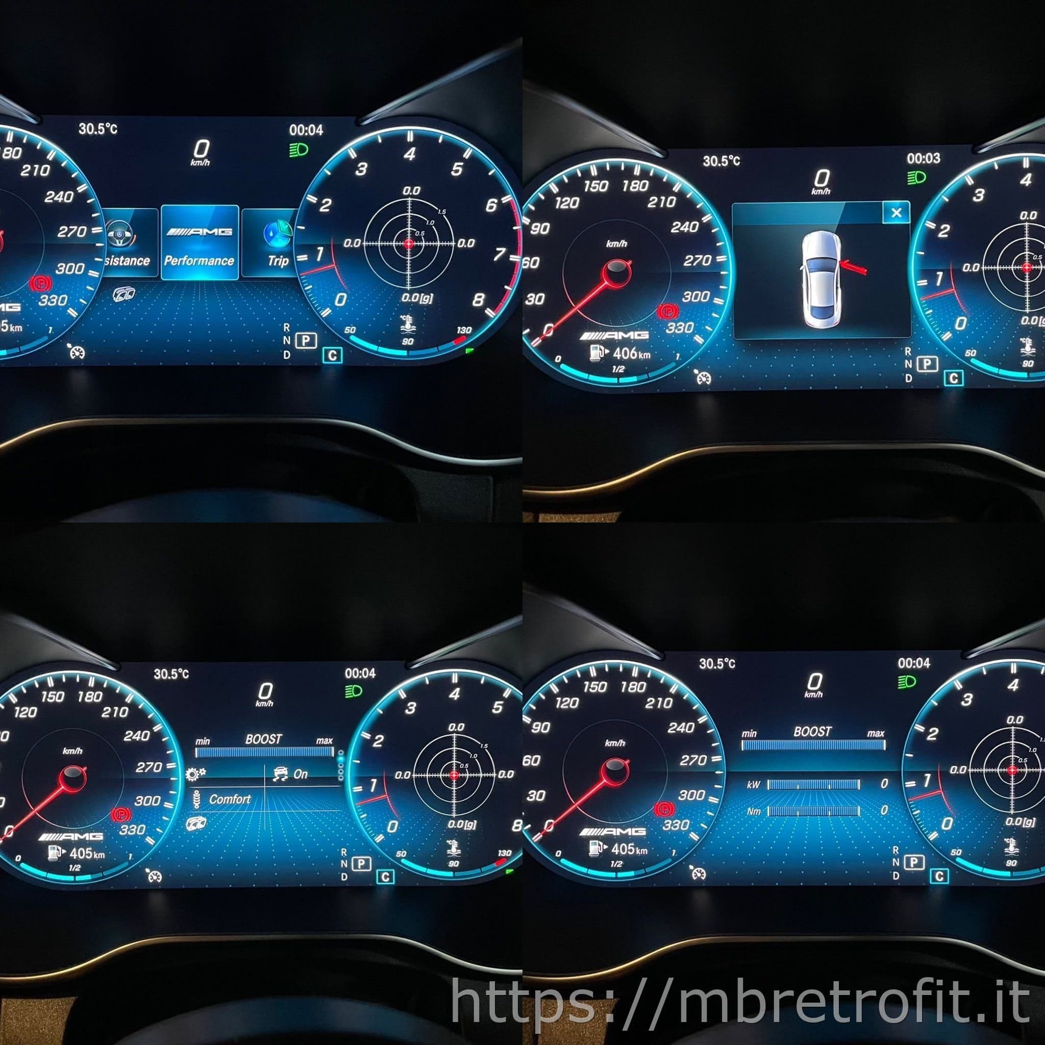 AMG menu shown on a Mercedes W222 cluster, example 23