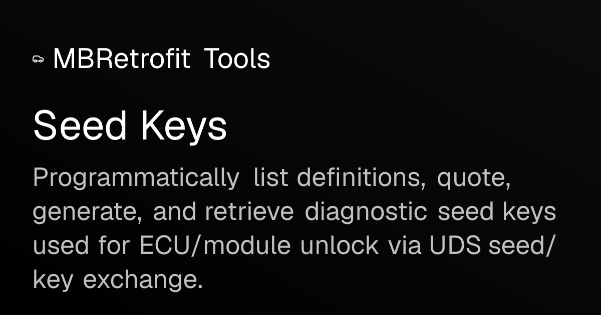 Seed Keys | MBRetrofit Tools
